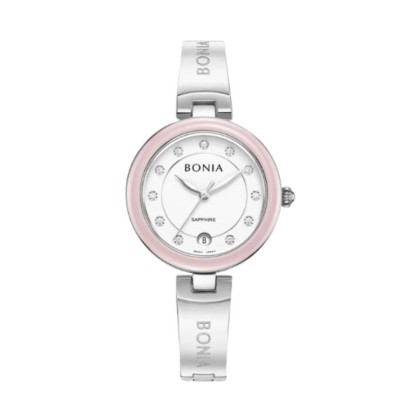 Bonia Elegance 3 Top Rings Set BNB10864-2317S White Ceramic Dial Color Women Watch